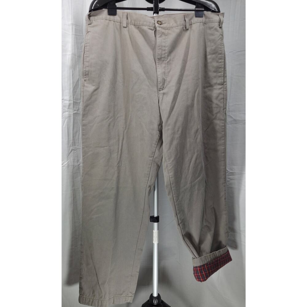 L.L. Bean Natural Fit Men’s Flannel Lined Pants Khaki Beige 40x30 Outdoor Casual